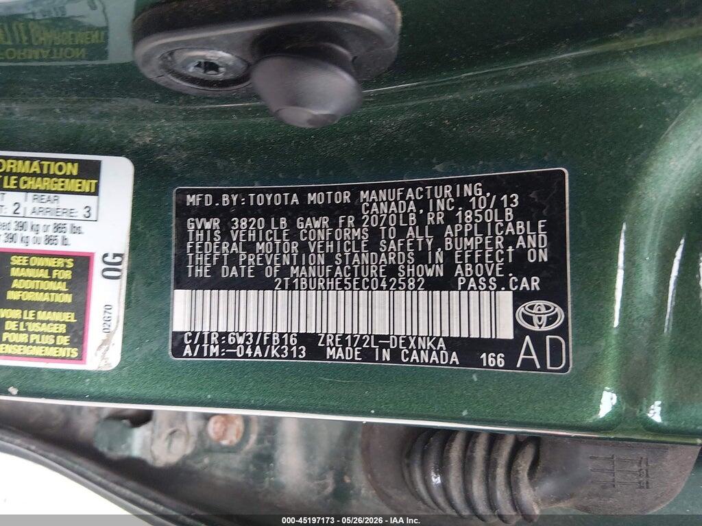 2T1BURHE5EC042582 2014 TOYOTA COROLLA photo no. 9