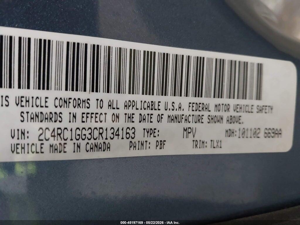 2C4RC1GG3CR134163 2012 CHRYSLER TOWN & COUNTRY photo no. 9