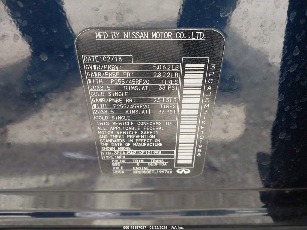 3PCAJ5M31KF101958 2019 INFINITI QX50 photo no. 9