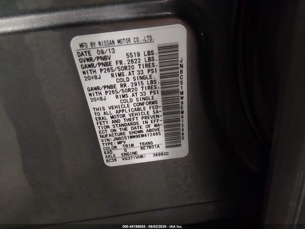 JN8CS1MW9EM412465 2014 INFINITI QX70 photo no. 9