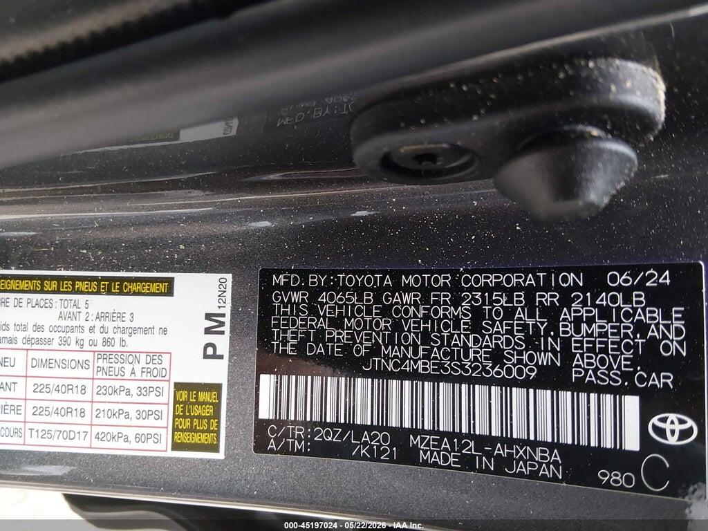 JTNC4MBE3S3236009 2025 TOYOTA COROLLA photo no. 9
