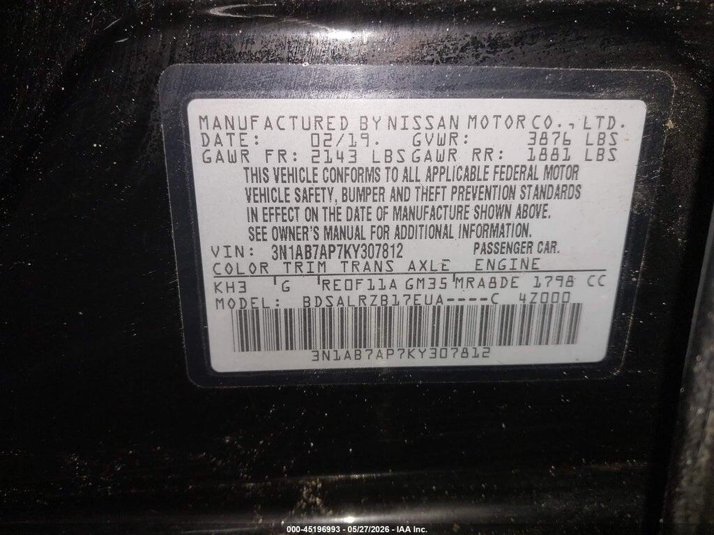3N1AB7AP7KY307812 2019 NISSAN SENTRA photo no. 9