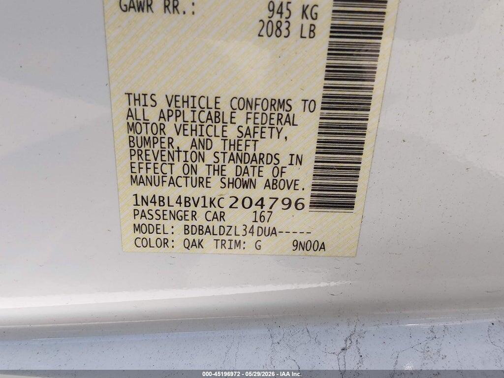 1N4BL4BV1KC204796 2019 NISSAN ALTIMA photo no. 9