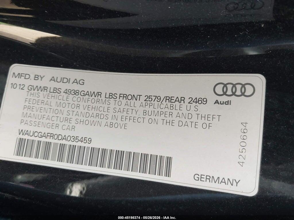 WAUCGAFR0DA035459 2013 AUDI S5 photo no. 9
