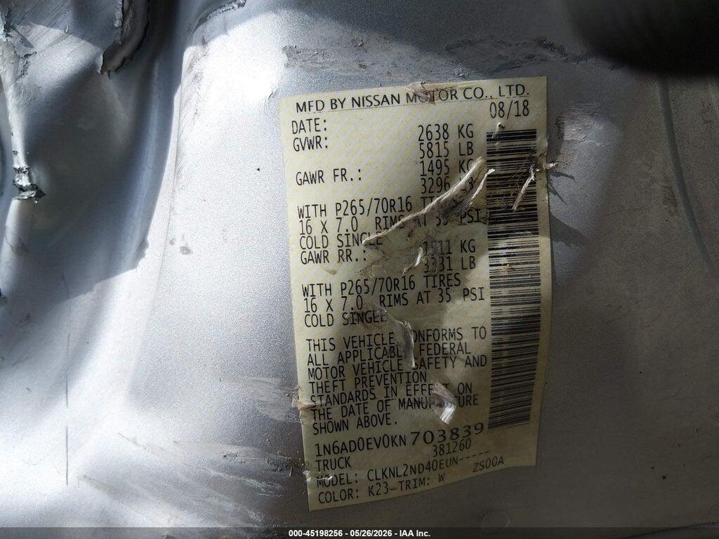 1N6AD0EV0KN703839 2019 NISSAN FRONTIER photo no. 9