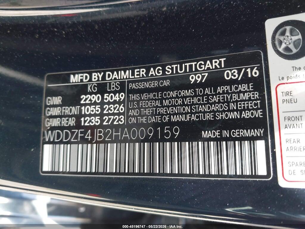WDDZF4JB2HA009159 2017 MERCEDES-BENZ E 300 photo no. 9