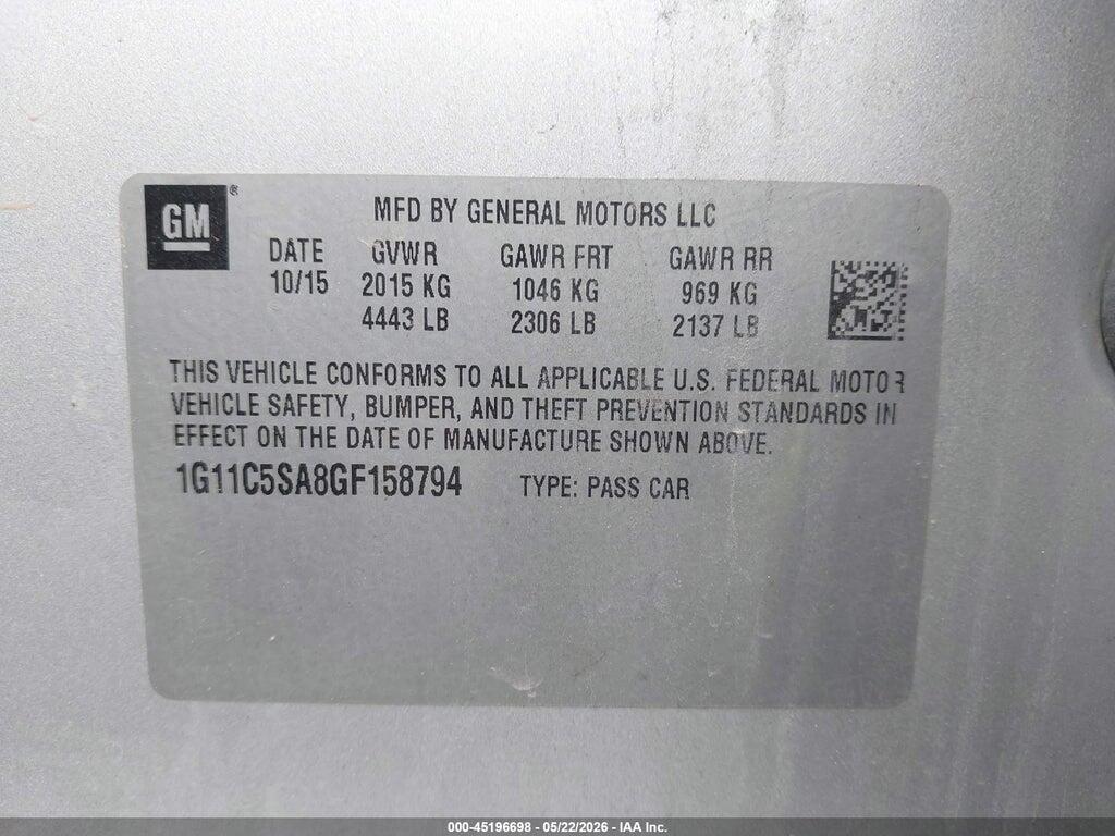 1G11C5SA8GF158794 2016 CHEVROLET MALIBU LIMITED photo no. 9