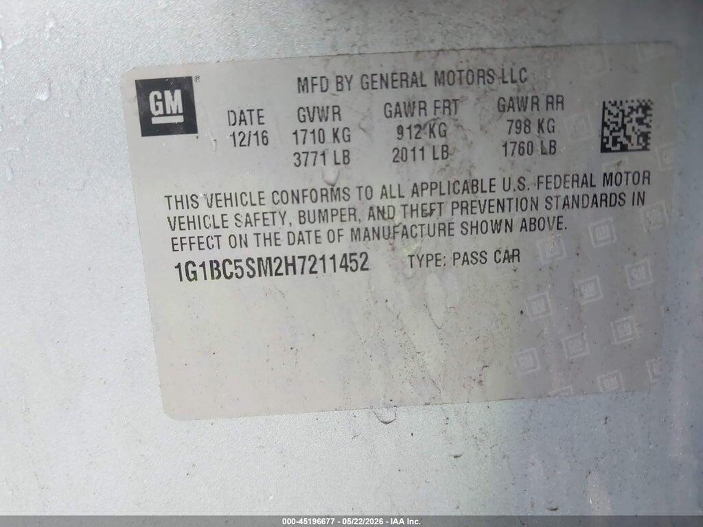 1G1BC5SM2H7211452 2017 CHEVROLET CRUZE photo no. 9