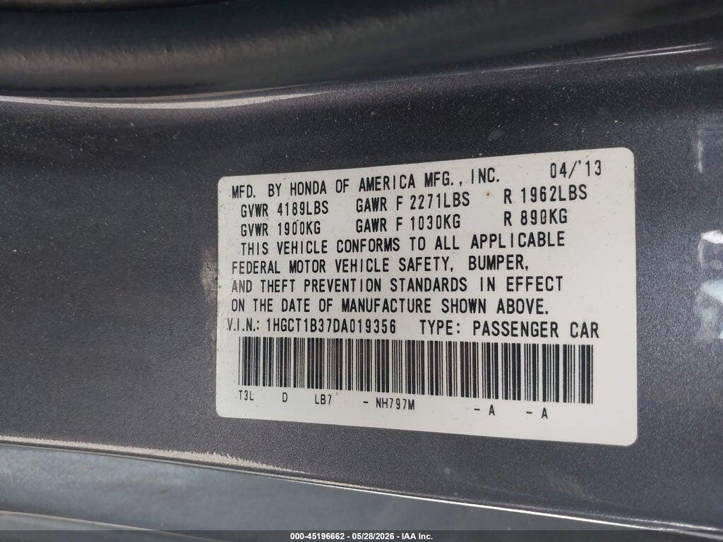 1HGCT1B37DA019356 2013 HONDA ACCORD photo no. 9