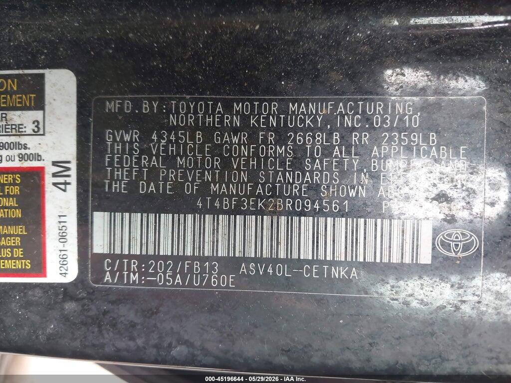 4T4BF3EK2BR094561 2011 TOYOTA CAMRY photo no. 9
