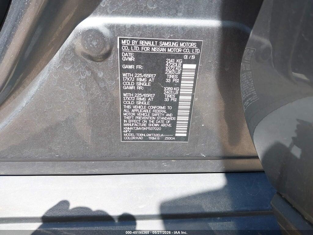 KNMAT2MV5KP537020 2019 NISSAN ROGUE photo no. 9
