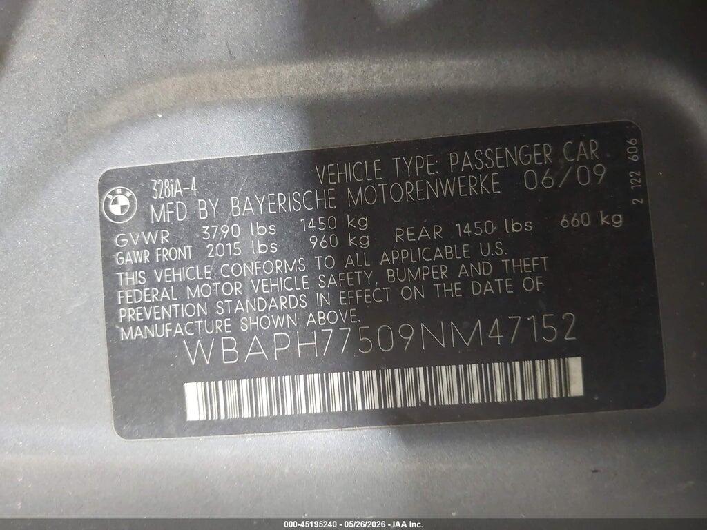 WBAPH77509NM47152 2009 BMW 328I photo no. 9