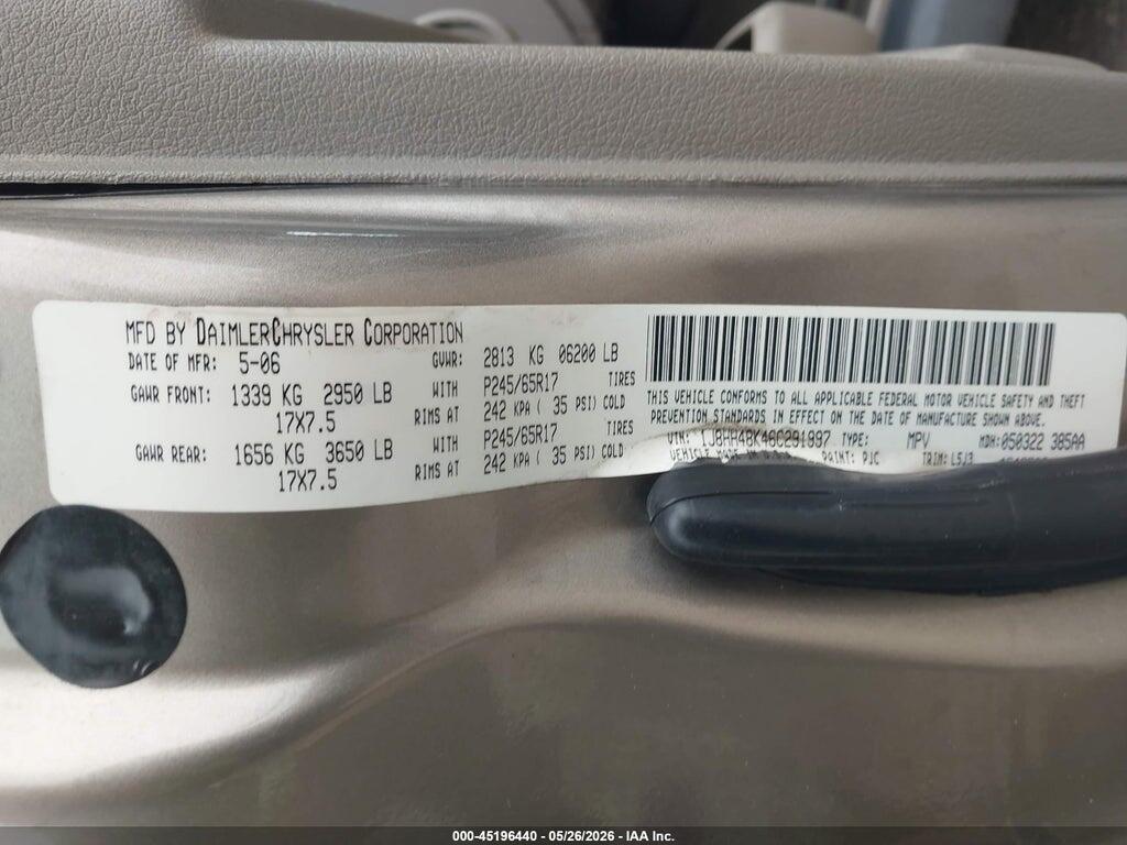 1J8HH48K46C291997 2006 JEEP COMMANDER photo no. 9