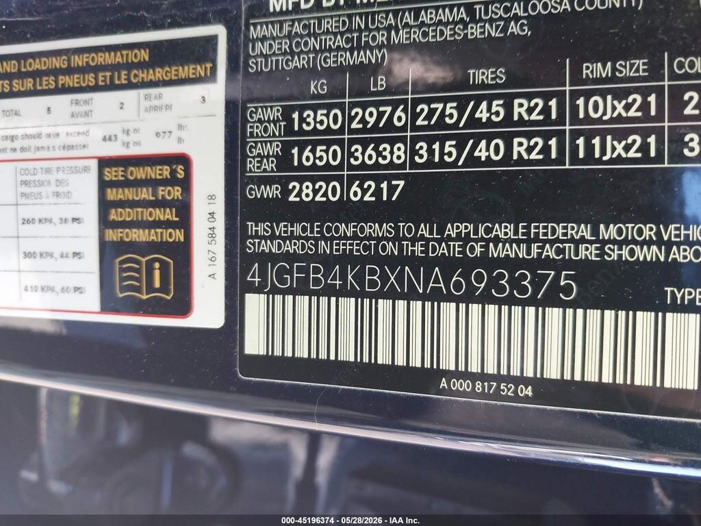 4JGFB4KBXNA693375 2022 MERCEDES-BENZ GLE 350 photo no. 9
