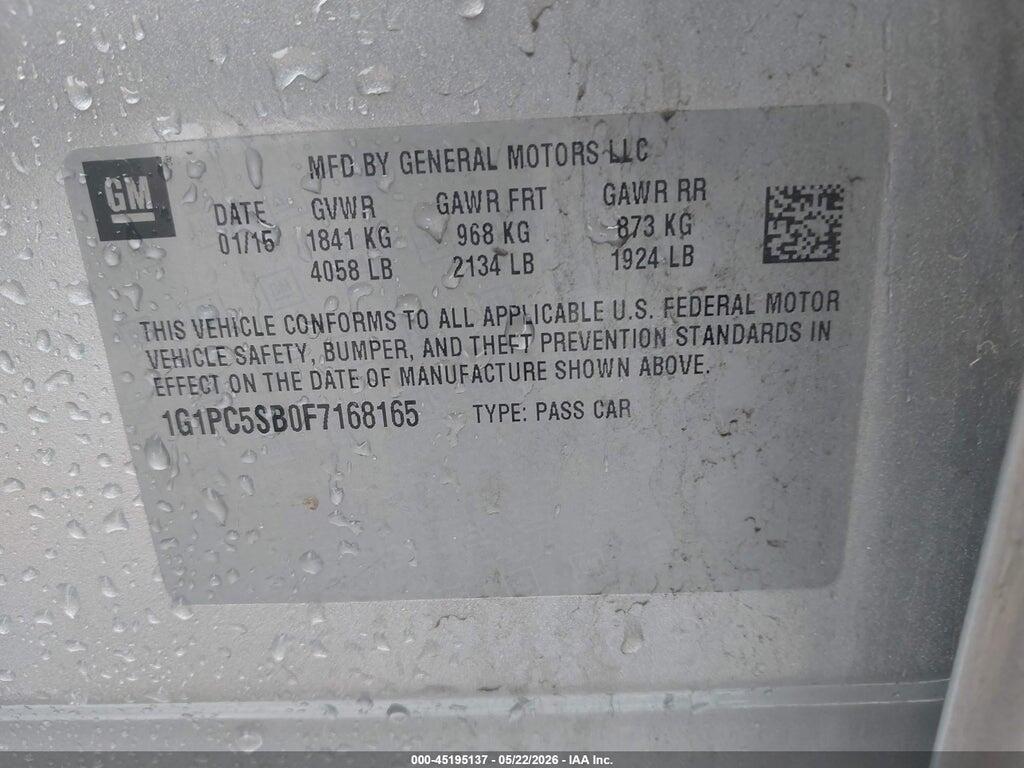 1G1PC5SB0F7168165 2015 CHEVROLET CRUZE photo no. 9