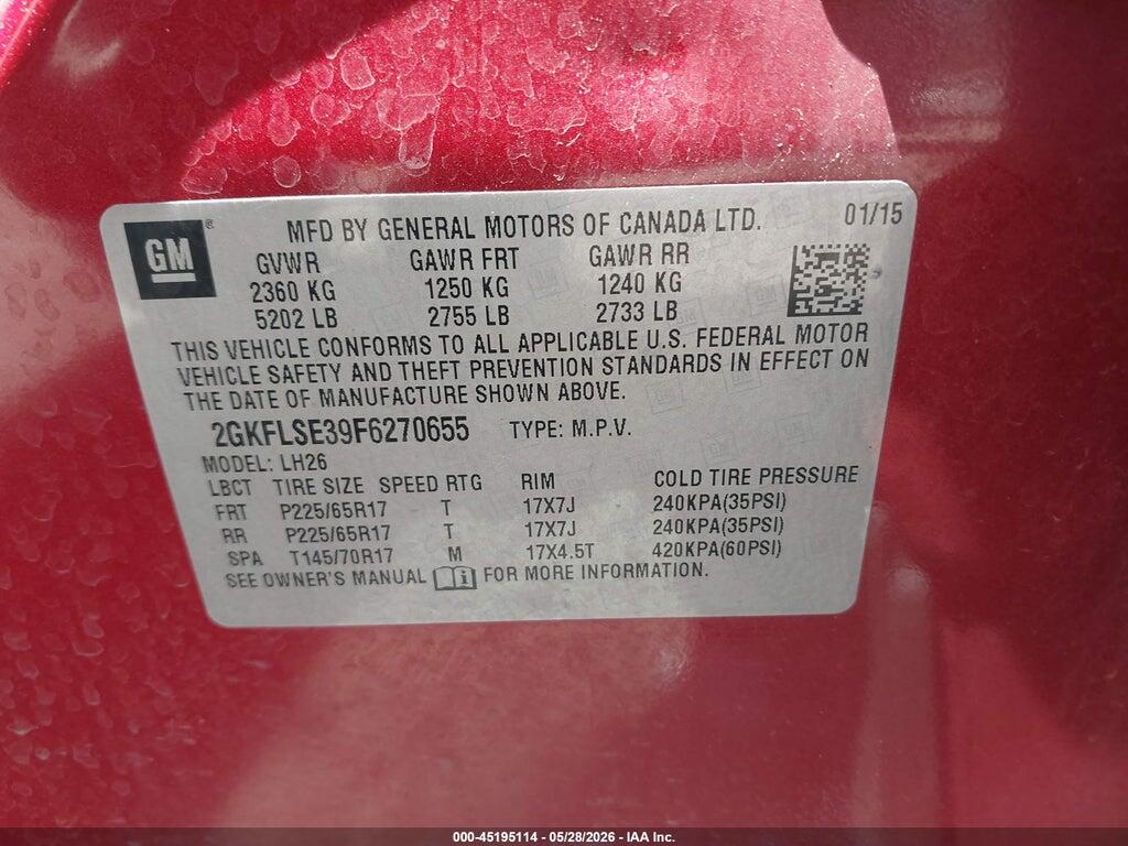 2GKFLSE39F6270655 2015 GMC TERRAIN photo no. 9