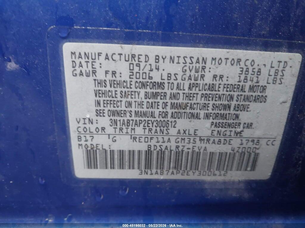 3N1AB7AP2EY300612 2014 NISSAN SENTRA photo no. 9