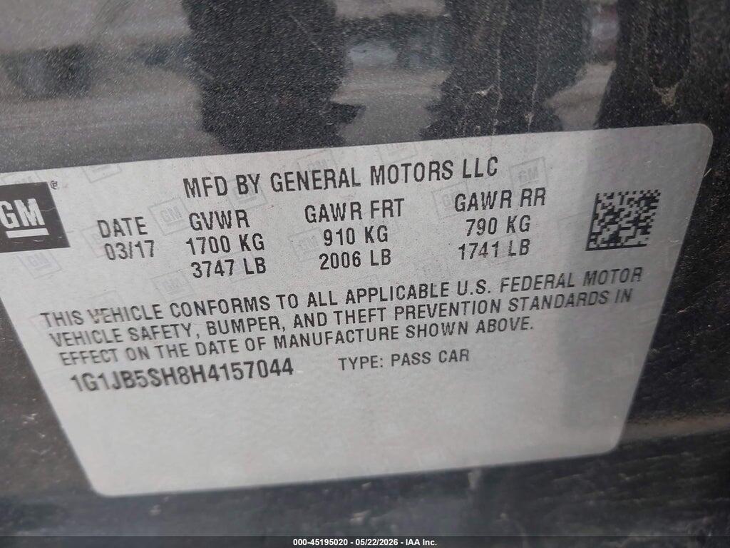 1G1JB5SH8H4157044 2017 CHEVROLET SONIC photo no. 9