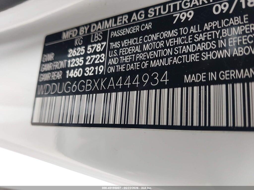 WDDUG6GBXKA444934 2019 MERCEDES-BENZ S 450 photo no. 9