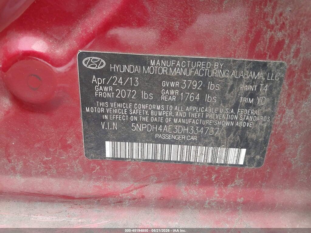 5NPDH4AE3DH334737 2013 HYUNDAI ELANTRA photo no. 9