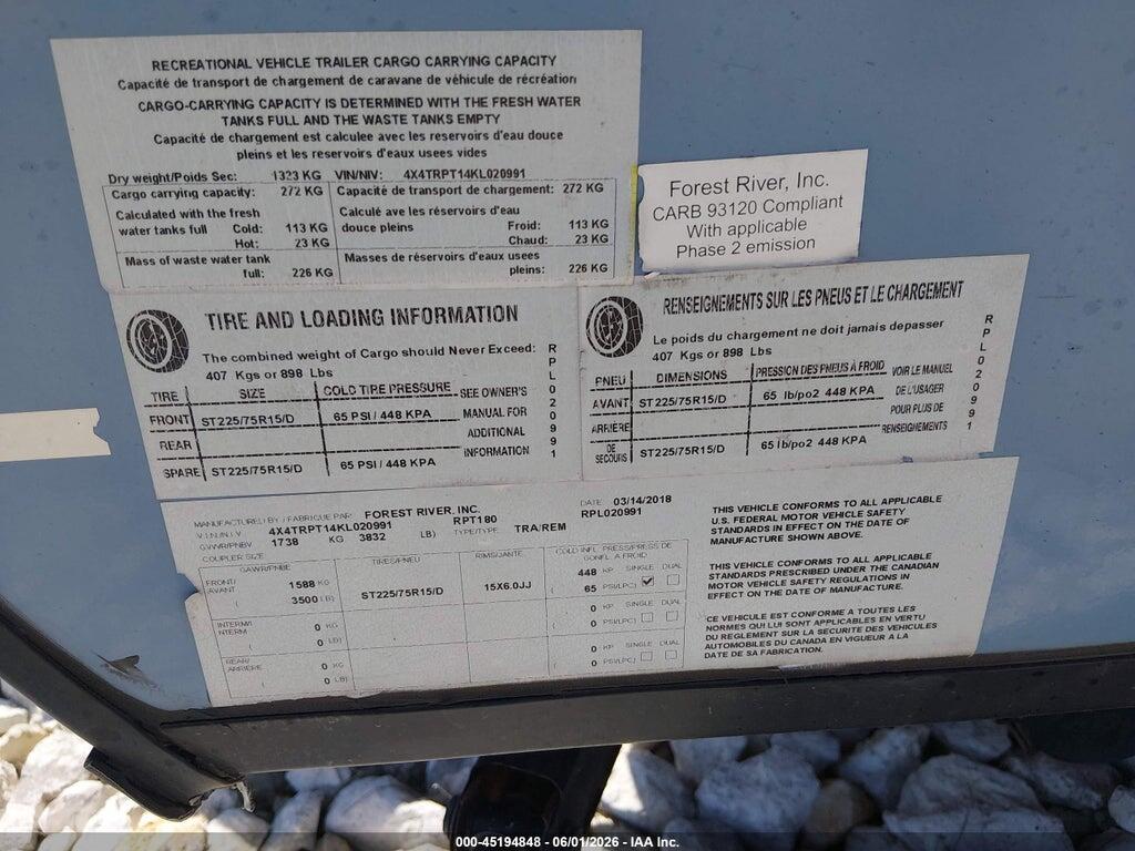 4X4TRPT14KL020991 2019 FOREST RIVER R-POD M-180 photo no. 9