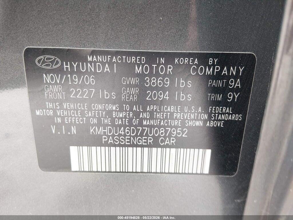 KMHDU46D77U087952 2007 HYUNDAI ELANTRA photo no. 9