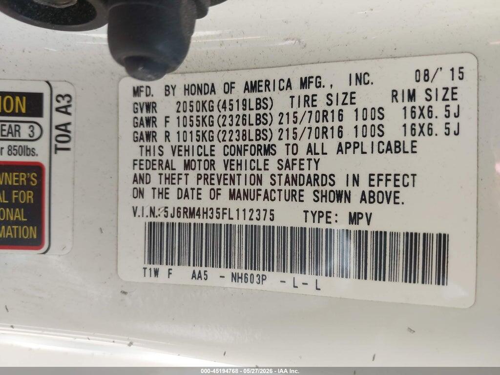 5J6RM4H35FL112375 2015 HONDA CR-V photo no. 9