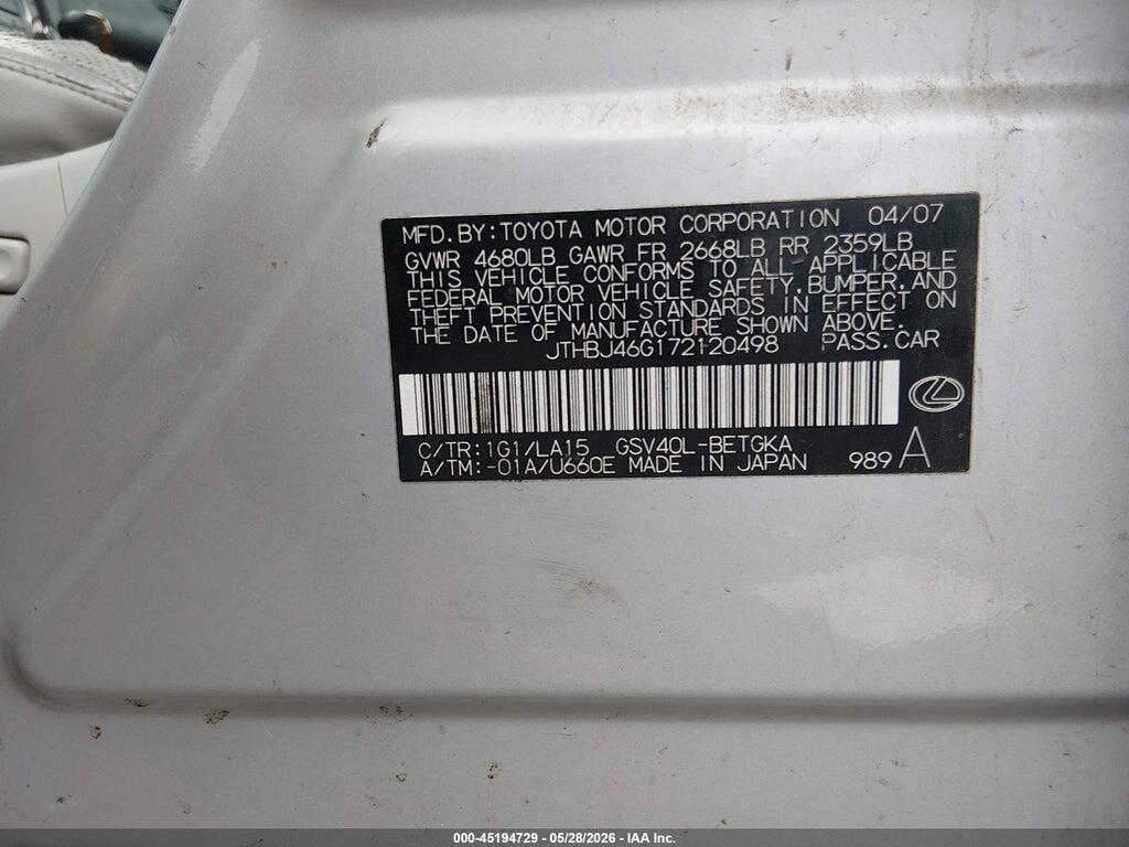 JTHBJ46G172120498 2007 LEXUS ES 350 photo no. 9