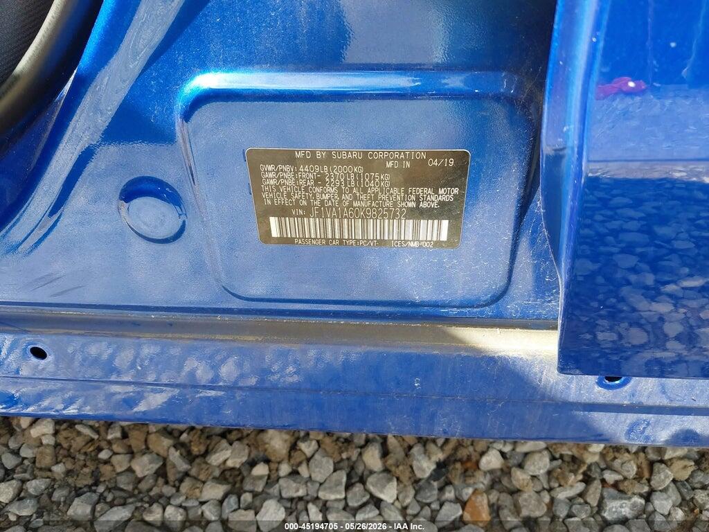 JF1VA1A60K9825732 2019 SUBARU WRX photo no. 9