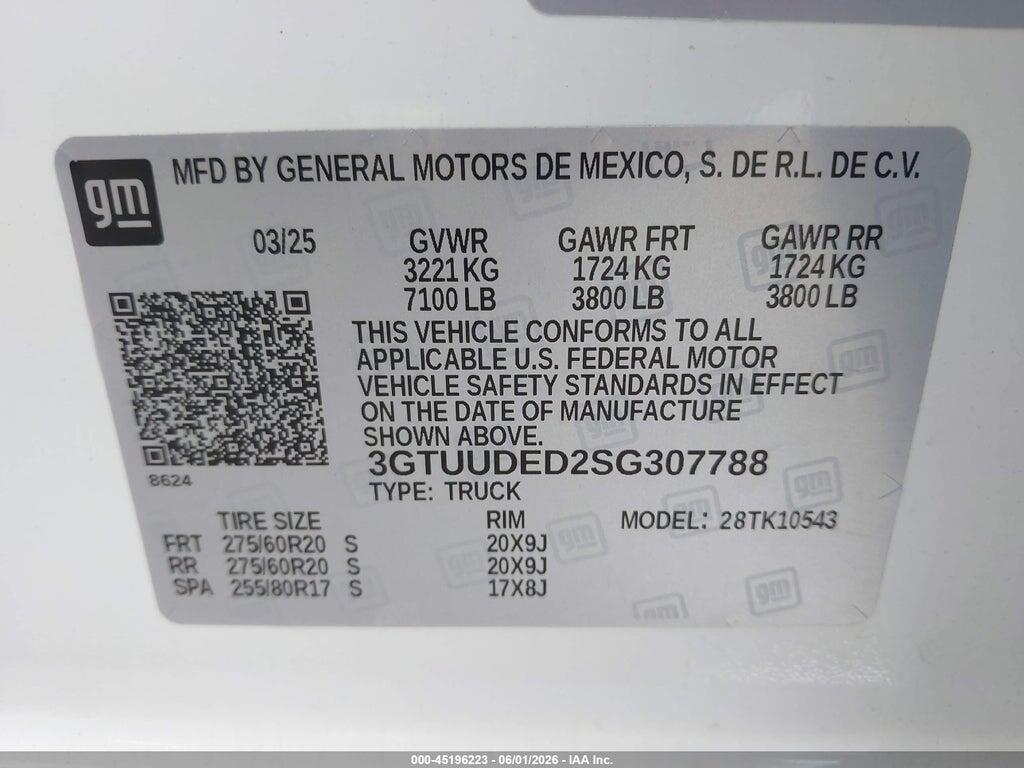 3GTUUDED2SG307788 2025 GMC SIERRA 1500 photo no. 9
