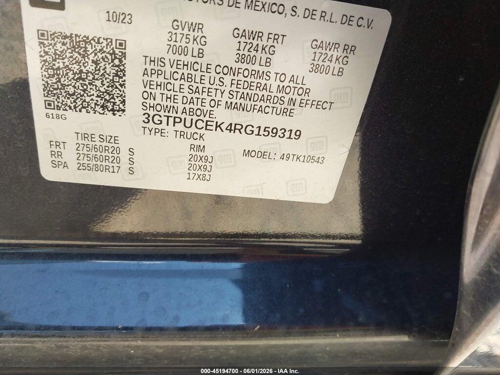 3GTPUCEK4RG159319 2024 GMC SIERRA 1500 photo no. 9