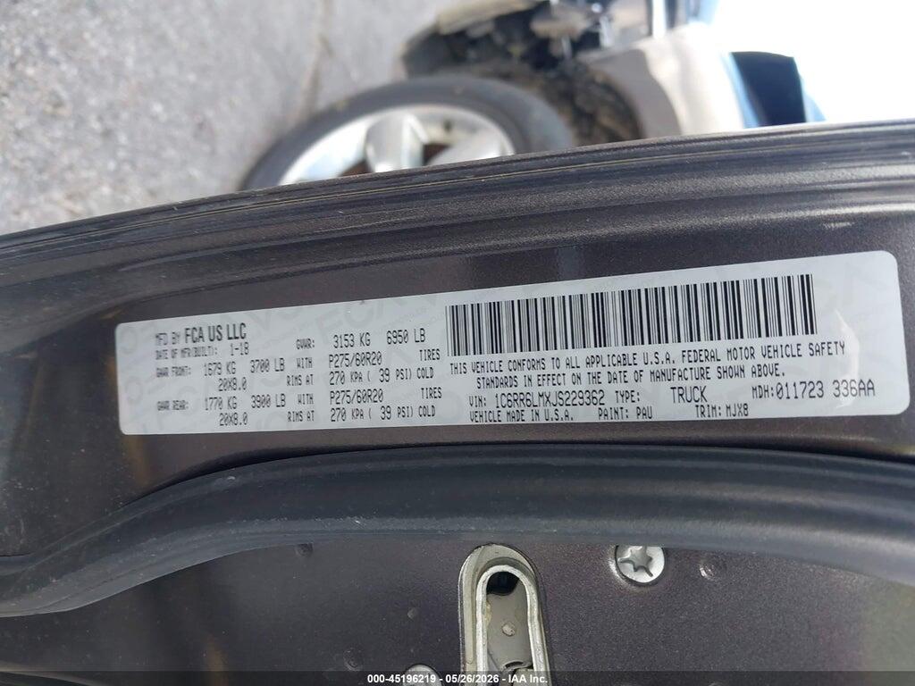 1C6RR6LMXJS229362 2018 RAM 1500 photo no. 9