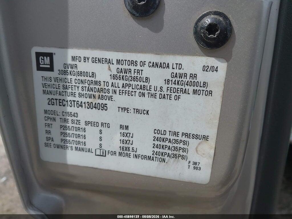 2GTEC13T641304095 2004 GMC SIERRA 1500 photo no. 9