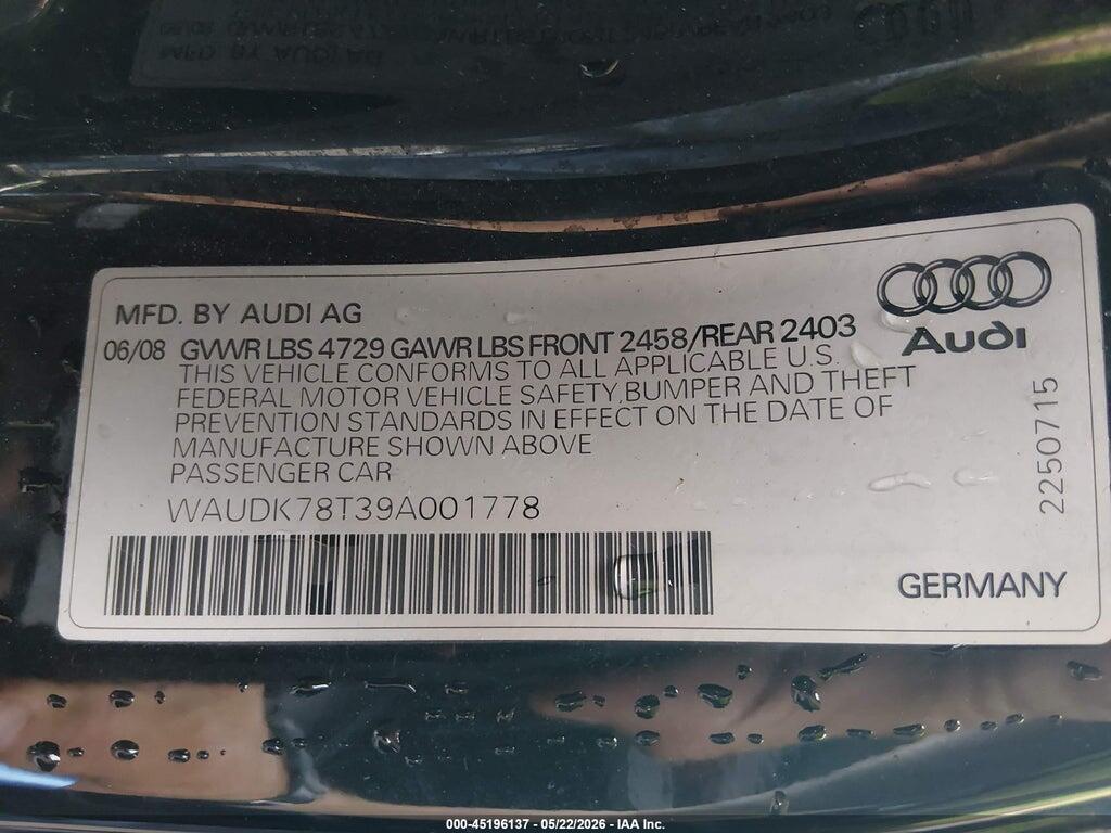 WAUDK78T39A001778 2009 AUDI A5 photo no. 9