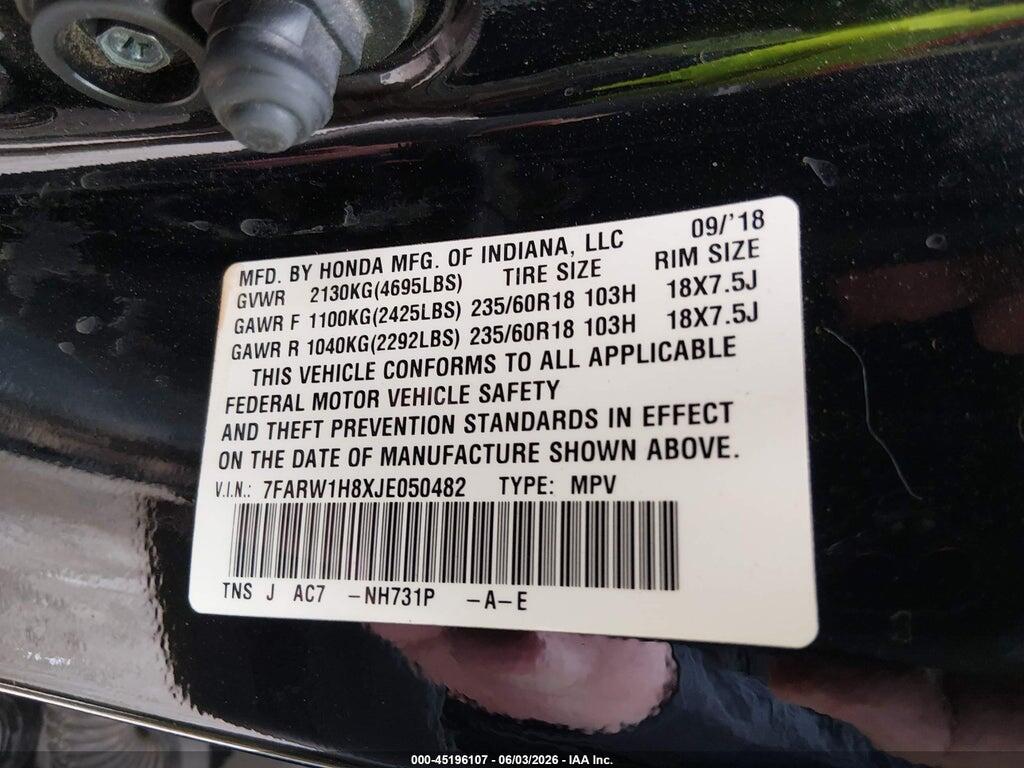 7FARW1H8XJE050482 2018 HONDA CR-V photo no. 9