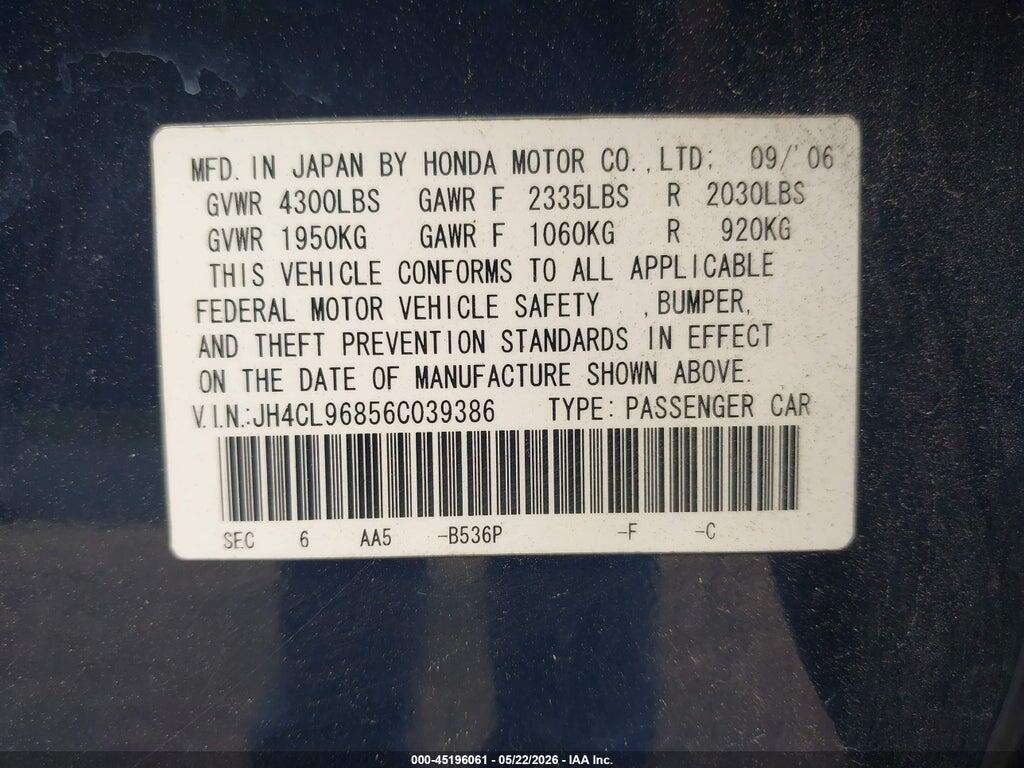 JH4CL96856C039386 2006 ACURA TSX photo no. 9