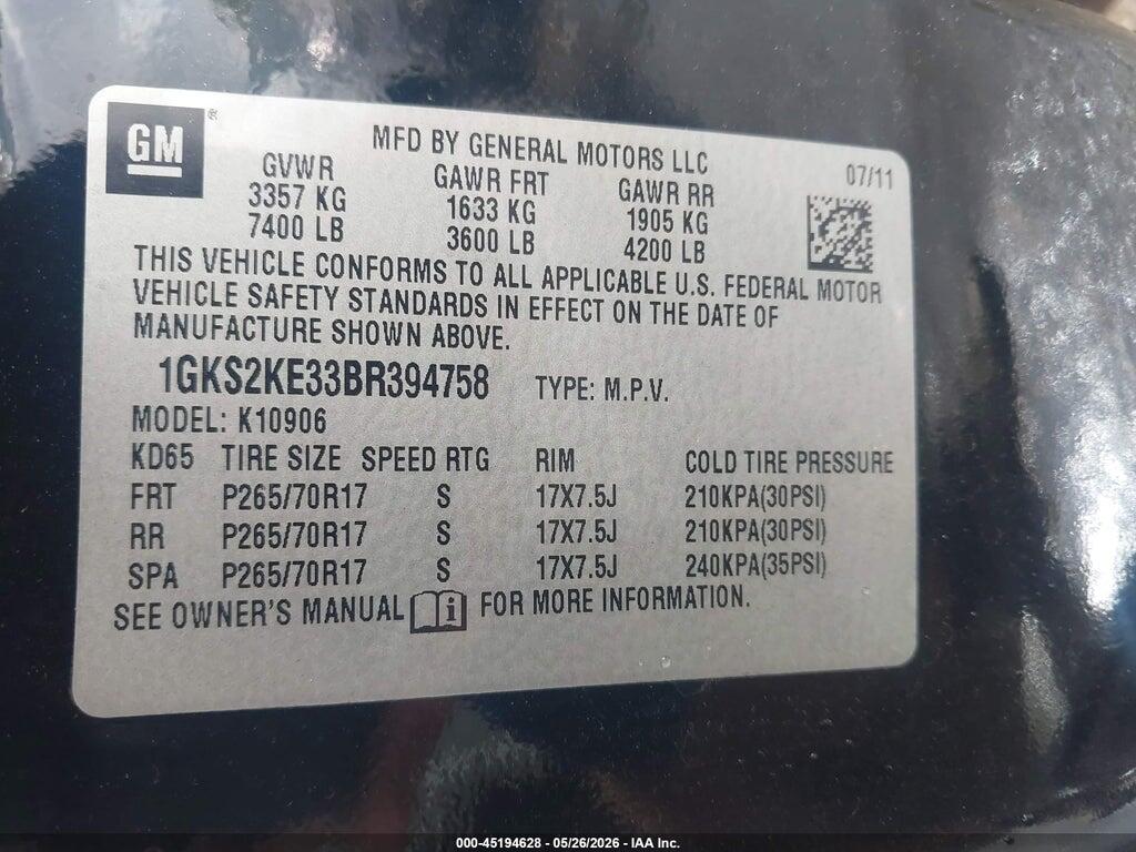 1GKS2KE33BR394758 2011 GMC YUKON XL 1500 photo no. 9