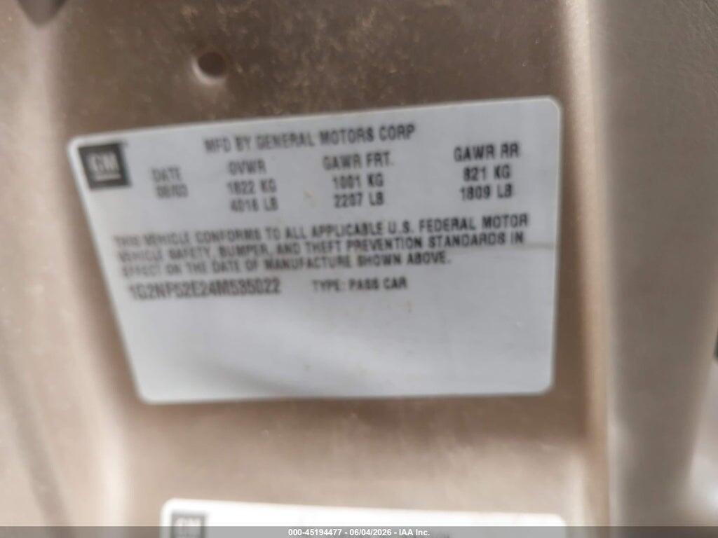 1G2NF52E24M535022 2004 PONTIAC GRAND AM photo no. 9