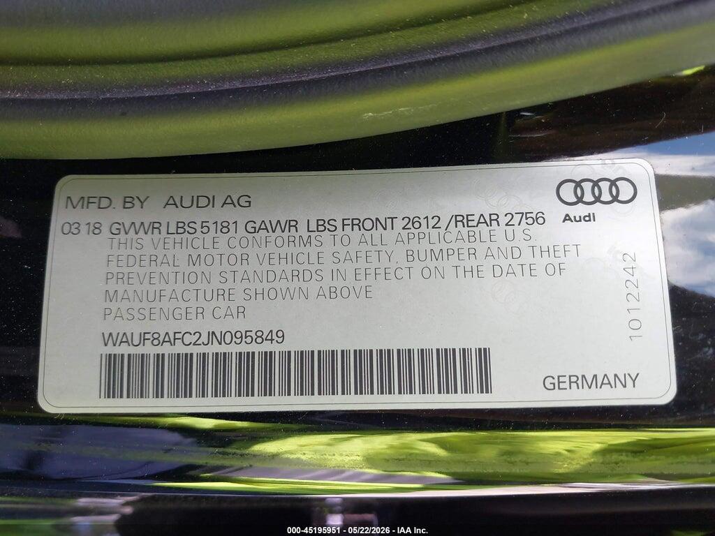 WAUF8AFC2JN095849 2018 AUDI A6 photo no. 9