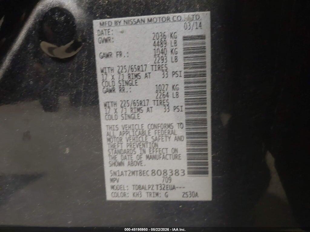 5N1AT2MT8EC808383 2014 NISSAN ROGUE photo no. 9