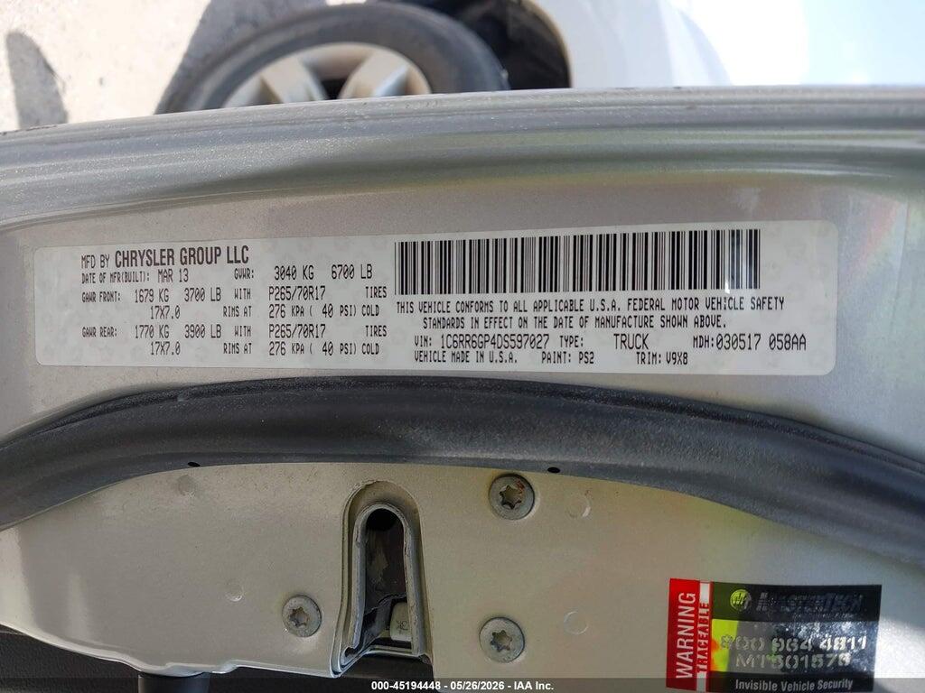 1C6RR6GP4DS597027 2013 RAM 1500 photo no. 9