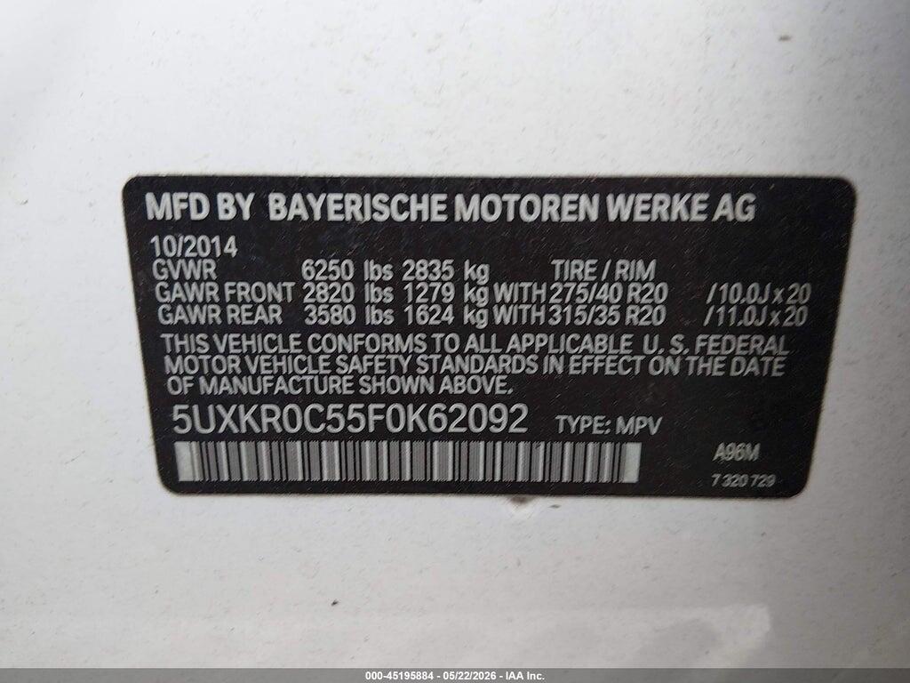 5UXKR0C55F0K62092 2015 BMW X5 photo no. 9