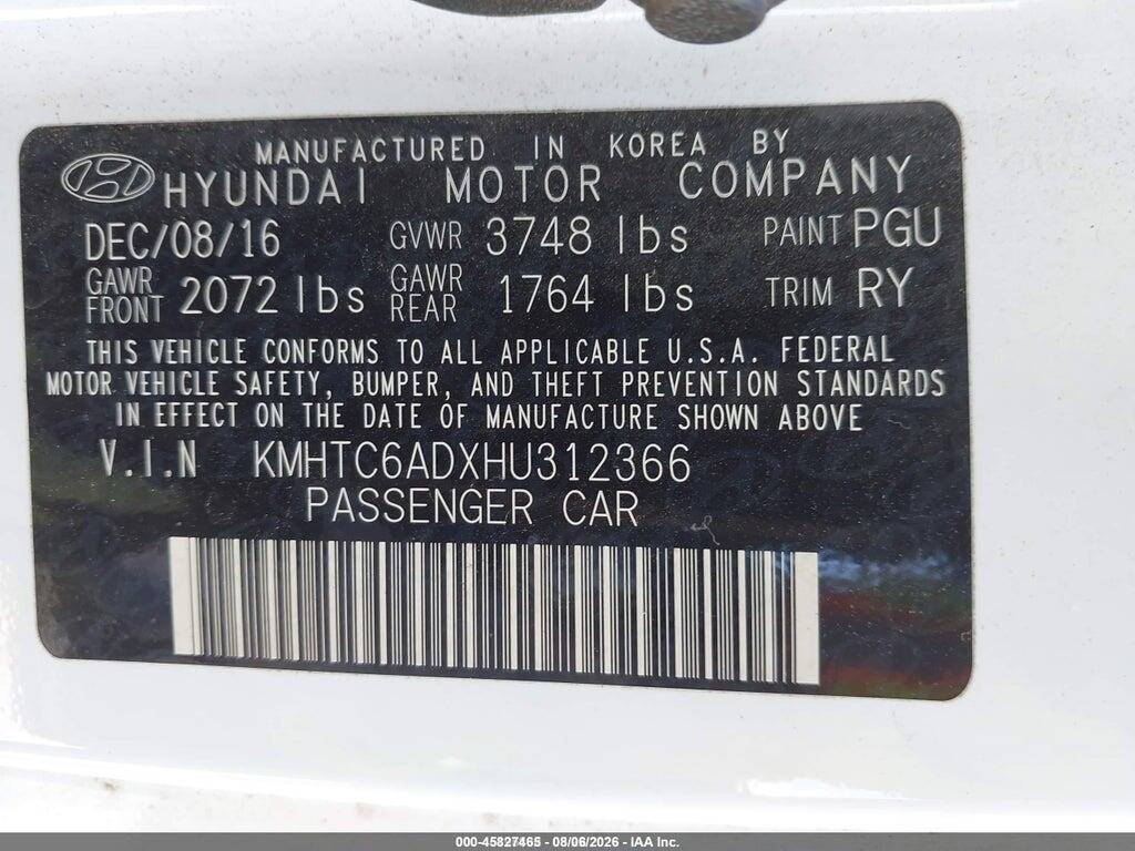 KMHTC6ADXHU312366 2017 HYUNDAI VELOSTER photo no. 9