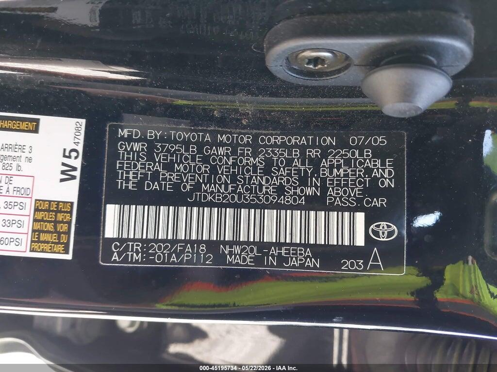JTDKB20U353094804 2005 TOYOTA PRIUS photo no. 9