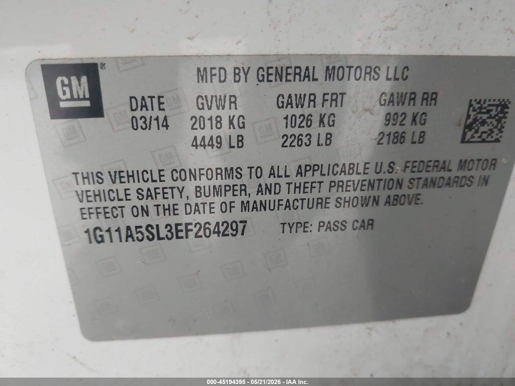 1G11A5SL3EF264297 2014 CHEVROLET MALIBU photo no. 9