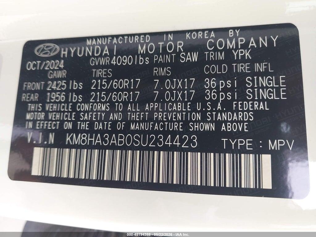 KM8HA3AB0SU234423 2025 HYUNDAI KONA photo no. 9