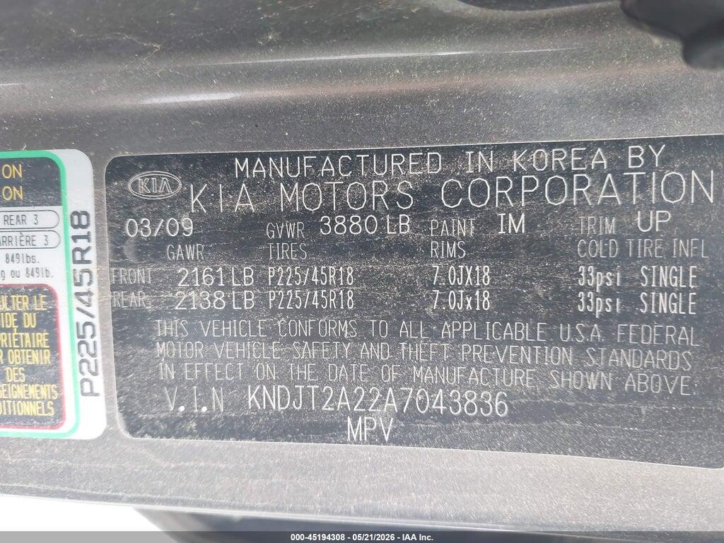 KNDJT2A22A7043836 2010 KIA SOUL photo no. 9