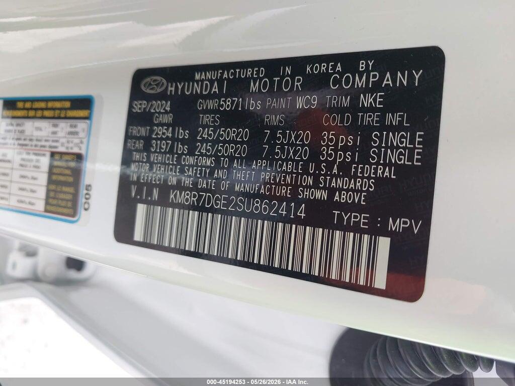 KM8R7DGE2SU862414 2025 HYUNDAI PALISADE photo no. 9