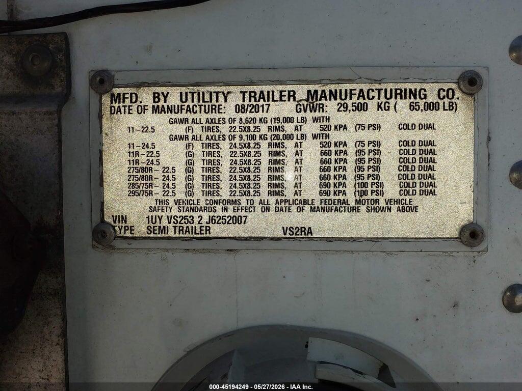 1UYVS2532J6252007 2018 UTILITY TRAILER MFG UNKNOWN photo no. 9