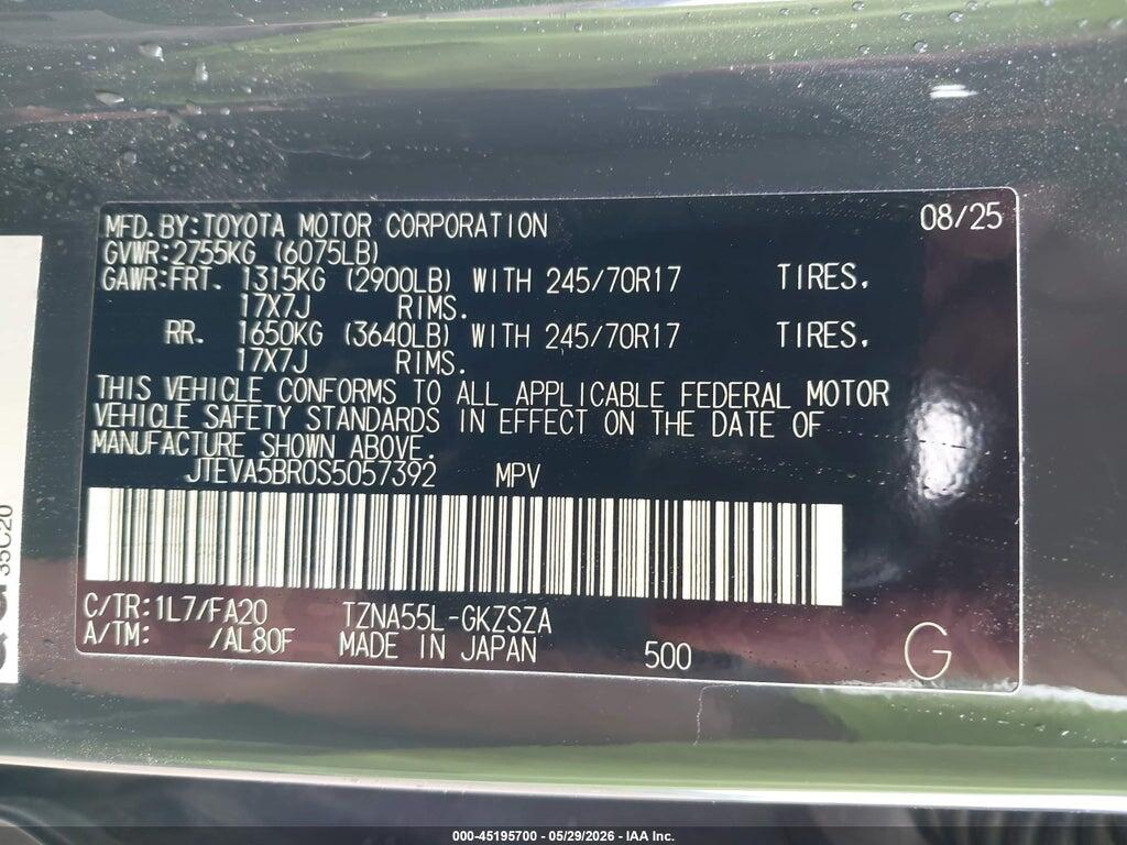JTEVA5BR0S5057392 2025 TOYOTA 4RUNNER photo no. 9